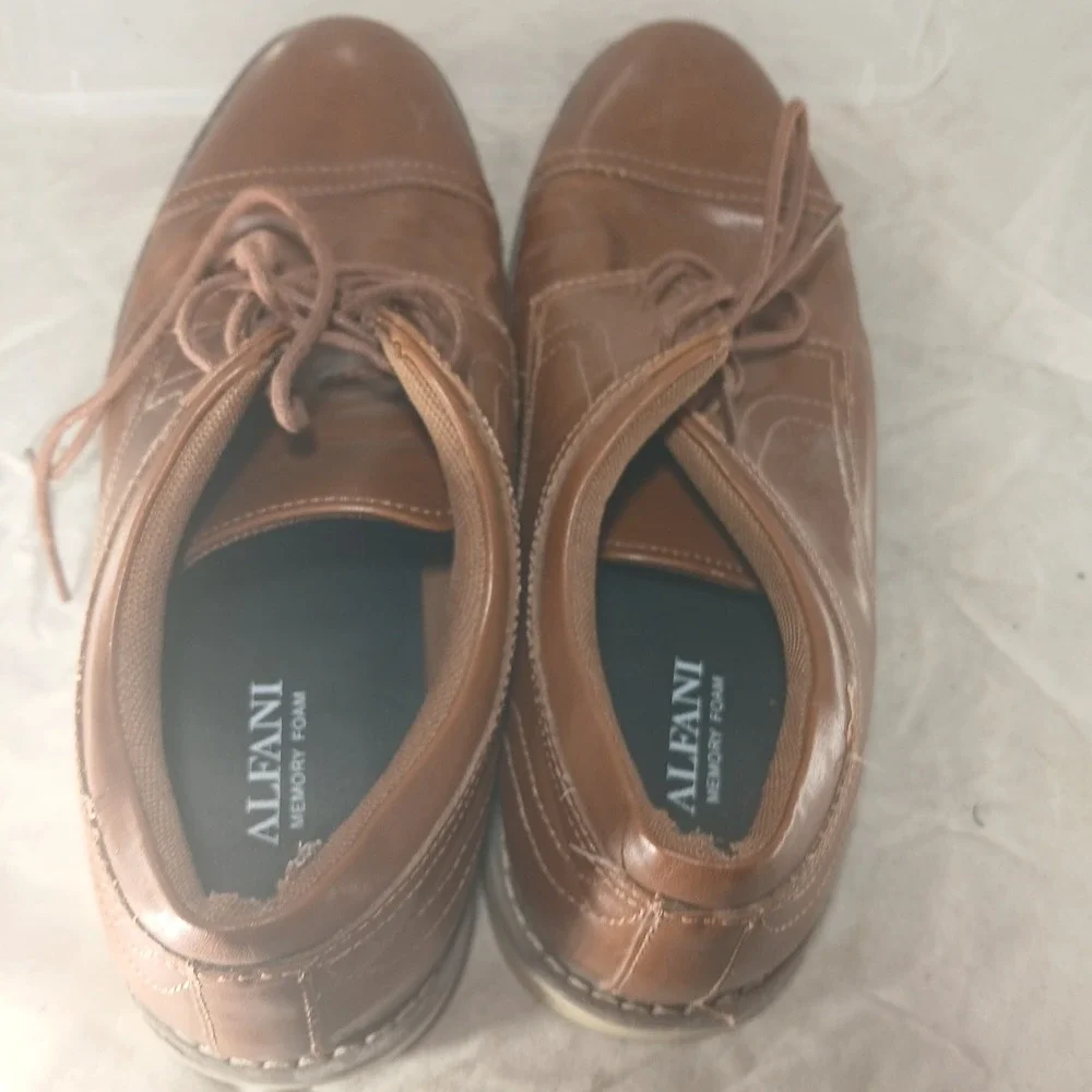 Alfani Theo Mens Brown Cap Toe Oxford Dress Shoes Memory Foam 9M 100147511‎